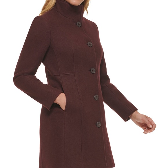 Calvin Klein Walker Coat in Bordeaux - Picture 2 of 16